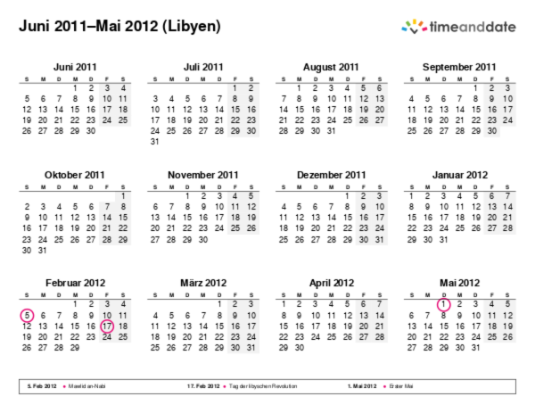 Kalender für 2011 in Libyen