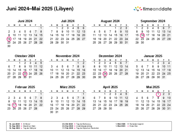 Kalender für 2024 in Libyen