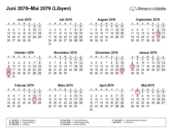 Kalender für 2078 in Libyen