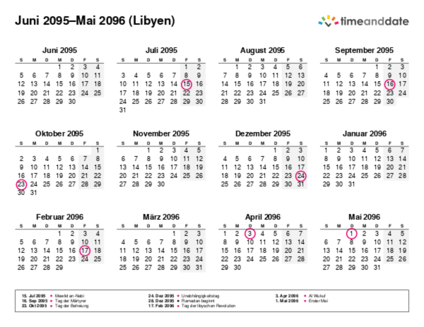 Kalender für 2095 in Libyen