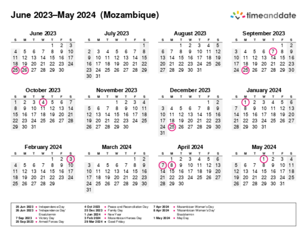 Kalender für 2023 in Mosambik