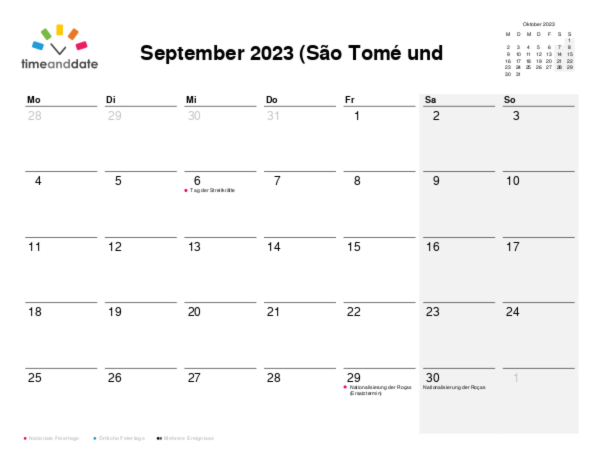 Kalender für 2023 in São Tomé und Príncipe