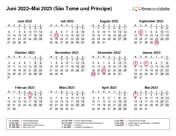 Kalender für 2022 in São Tomé und Príncipe