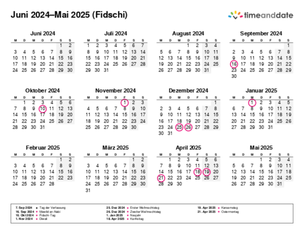 Kalender für 2024 in Fidschi
