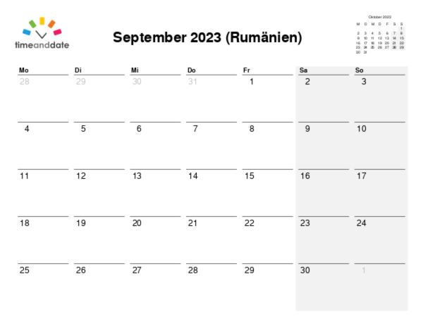 Kalender für 2023 in Rumänien