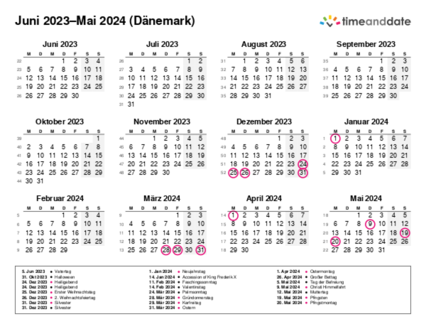Kalender für 2023 in Dänemark