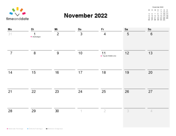 Kalender für 2022 in Französisch-Polynesien