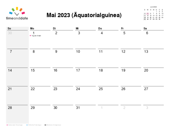 Kalender für 2023 in Äquatorialguinea