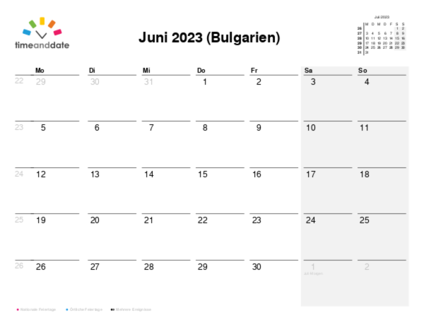 Kalender für 2023 in Bulgarien