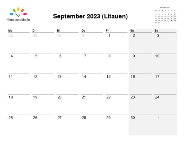 Kalender für 2023 in Litauen