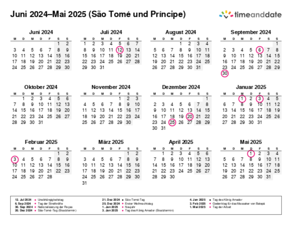 Kalender für 2024 in São Tomé und Príncipe